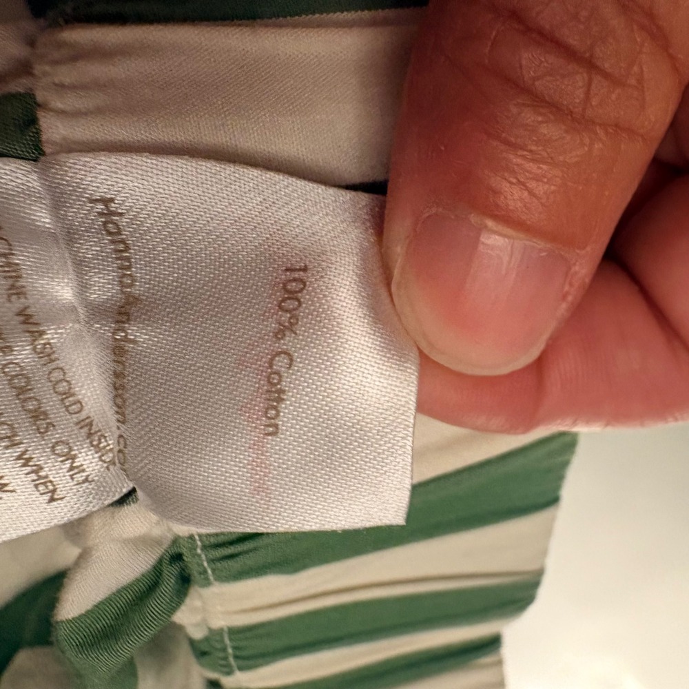 Hanna Andersson Pajama Set Green White Striped Cotton Button Down Top Shorts L - Picture 8 of 16
